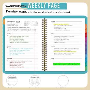 [COD] 2026 kế hoạch máy tính xách tay với chỉ số thẻ cuộn dây A5 Kích thước 365 ngày Nhật ký văn phòng làm việc kế hoạch kế hoạch lịch trình notepad lịch trình cuốn sách Nguồn cung cấp