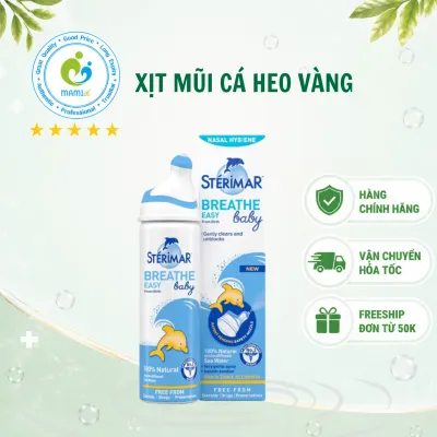 Xịt muối biển Stérimar cá heo vàng hoặc cá heo cam vệ sinh kháng viêm mũi cho bé 0-3 tuổi Pháp (100ml)