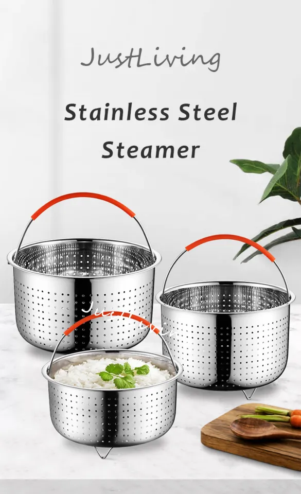JustLiving 304 Stainless Steel Rice Cooker Steamer Basket Insert