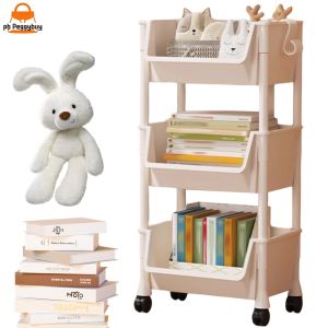 Sturdy Plastic Kitchen Cart with Wheels for Organizing Kitchen and Office Items Portable Rolling Storage