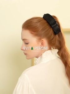 EVITA PERONI | Trinity Ruffled Ribbon Bow Banana Clip | High Quality Female Hair Clip | Klip Rahang | Hair Accessories
