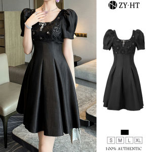 ZYHT EraVogue Womens Dresses Black Dresses Satin Dresses A-Shape Dresses Work Dresses Hiso Dresses Vintage Dresses Work Dresses Party Dresses Evening Dresses 70360