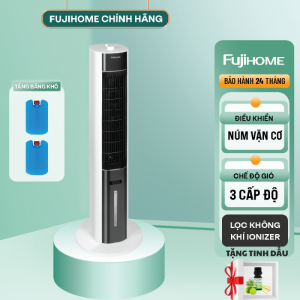Quạt tháp hơi nước nhập khẩu FUJIHOME AC-18LE Điều khiển từ xa 3 cấp độ gió lọc không khí ionizer tặng kèm 2 đá khô bảo hành điện tử toàn quốc 24 tháng