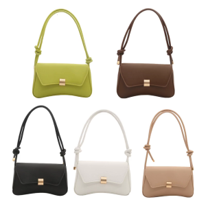 Trendy Candy Color Underarm Bag Practical PU Leather Shoulder Bags Work Handbag for Students and Office Newcomers
