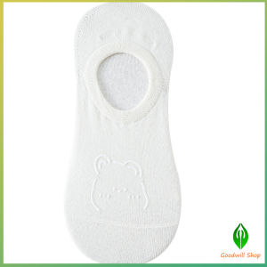 GW ถุงเท้าผู้หญิง สีลูกกวาด ถุงเท้าข้อสั้น ผ้านุ่มใส่สบายเพ้นท์น้องหมีน่ารัก womens socks