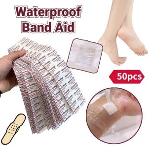 50/100pcs Waterproof Non-woven Adhesive Wound Dressing Band Aid Bandage Transparent Wound Sticker First Aid Kit