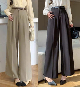 Quần suông ống rộng vải tây cạp cao Bigsize 38kg-85kg kiểu dáng quần suông ống rộng nữ cạp cao -DTS-Mã 6340