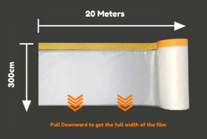 Masking Film Plastic Drop Cloth Pre-Taped Dust Cover Painting Protection Sheet Furniture Wall Lapik Plastik