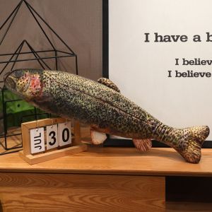 RGFV Grouper Gối hình cá bằng vải nhung lông mô phỏng Cá Rô Nhồi bông Đồ chơi nhồi bông hình cá hoạt hình Sáng Tạo Đáng yêu Búp bê gối Anime cá Phòng khách