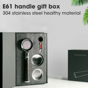 Coffee 58mm Bottomless Portafilter Compatible For E61 Punching Head No Base Filter Holder Wooden Coffee Handle Fillter Basket (2 Ear) 304 Stainless Steel Coffee Machine Handle