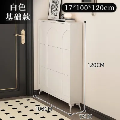 Ultra-thin Narrow Flip Shoe Cabinet Slim Entryway Cabinet Space-Saving Hidden Storage for Home Indoor Entrance Hallway
