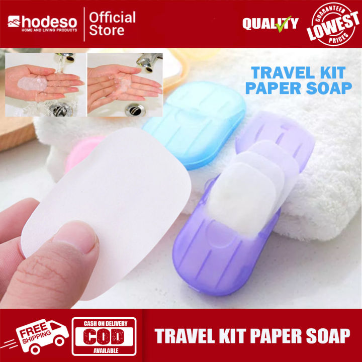 Hodeso - Paper Soap 20 Sheets for Travel , Portable Anti-Bacterial Clean Paper Soap Sheet  Hand Paper Soap Japan Hand Soap Travel Soap with Box