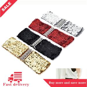 [COD] Bling Womens Rivet Sequins Elastic Stretch Wide Waist Belt Waistband Slim Casual