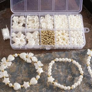 10 Types ABS Pearls Set with Rope Box for Bracelet Necklace DIY Making