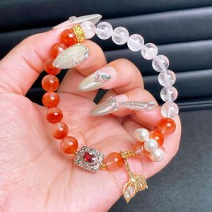 【现货】 红兔毛+石榴石+白幽灵手串 8MM Red Rutilated Quartz+White Phantom Quartz+Garnet 助招财 健康