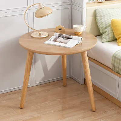 Round Table Coffee Tea Simple Mini Living Room Small Wood Table Corner Nordic Sofa Kopu Side Table/study table/Bedroom study table/Meja sisi katil