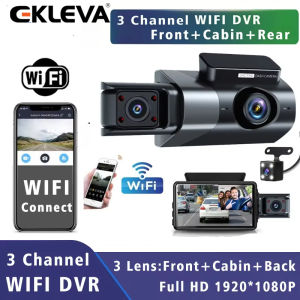 EKLEVA WIFI Car Dash Dashcam HD 1080P Cam Black Box 3 Channel Dvr with WiFi Parking Video Reversing Image  Car Camera Video Recorder