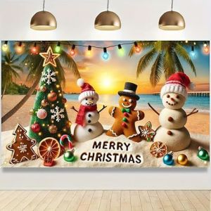 New Gingerbread Man Snowman Christmas Party Indoor and Outdoor Atmosphere Decoration Photography Background Cloth Flag Hanging Cloth