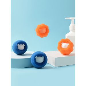 BOSSLU Spons Bentuk Bola Busa Spons Pembersih Pakaian Spons Filter Mesin Cuci Penghilang Bulu Rambut