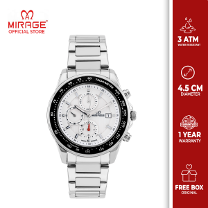 Mirage Jam Tangan Pria Sporty Kasual Chrono Aktif Analog Silver 8589 M Original Bergaransi 1 Tahun