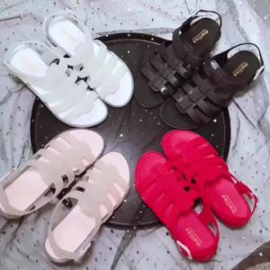 [Free Shipping] New Summer Jelly Shoes WomenS Plastic Flat Sandals Plastic Roman Shoes Flat Heel Student Beach Trendy Shoes