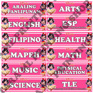 SUBJECT STICKER LABER FOR GRADE 1 TO 3 DISNEY (WATER PROOF DECAL STICKER)
