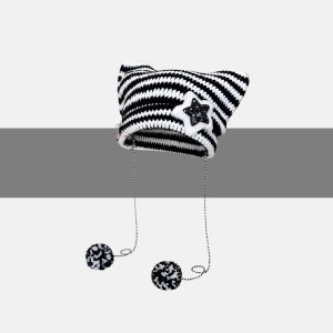 clu หมวกถักลายหูแมวนุ่มๆ สไตล์เกาหลีสำหรับฤดูใบไม้ร่วงและหนาอบอุ่นในฤดูหนาว ทำจากขนสัตว์ เป็นของขวัญพิเศษสำหรับเธอ ulc