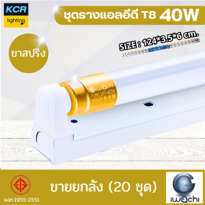 IWACHI ชุดเซ็ทหลอดแอลอีดี (ขาสปริง) T8 40W ขายยกลัง(20ชุด) สว่างแรงเป็นพิเศษ มอก. IWC-SET-SPRING-8140-T8-40W-4600LM