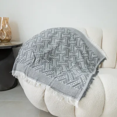 Chăn thảm phủ ghế sofa phối hợp làm thảm trải sàn dệt kim màu xám