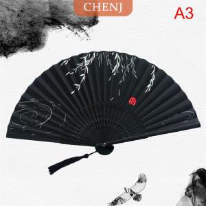 [COD] CHENJ พัดไม้สไตล์คลาสสิกพับได้ทำจากผ้าไหมจีนสำหรับตกแต่งบ้าน