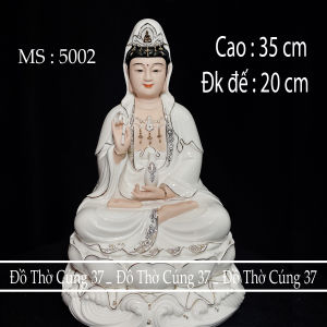 [ Cao 30 cm  35 cm ] TƯỢNG  QUAN ÂM MEN SỨ ĐỨC HÓA - MS 5002
