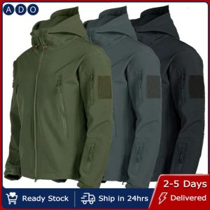 Camping Jacket Soft Shell Shark Hooded Tactical Jacket Multi-Pocket Waterproof Outdoor Men’s Jacket