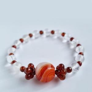 D27 Clear quartz and Garnet with Agate bead charm crystal bracelet