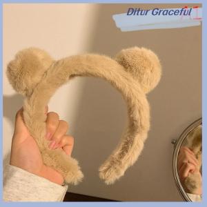 Ditur Girls Cute Plush Bear Rabbit Ears Headband Autumn Winter Head Hoop Cartoon Girls Kid Hairband Headdress Hair Accessories