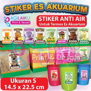 Stiker Es Aquarium Stiker Termos ES Anti Air ukuran 14.5 x 22.5 cm