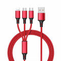 【3 In 1】Fast Charger Cable Charge Cord Nylon USB Charging Wire for Samsung Xiaomi Huawei Iphone Etc. 