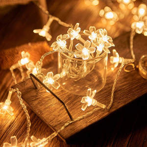 2/3/5/6M LED Sakura Light String Decorative Lights Cherry Blossom Flower Shape Flashing Peach Flower String Decoration Fairy Lights Starry Christmas New Year Holiday Decoration