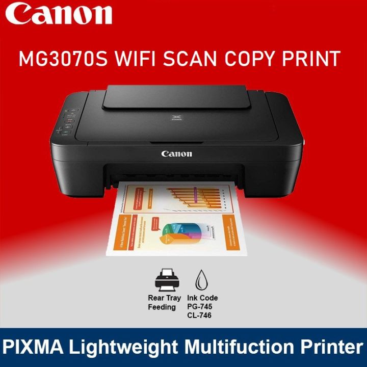 Canon Pixma MG3070S Wireless 3 In 1 Color Inkjet Printer Lazada