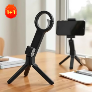 [4-In-1] Magnetic Absorption Fixed Mobile Phone Holder Ultra Thin Portable Foldable Multi-function Phone Stands 磁吸登山扣可变形手机支架