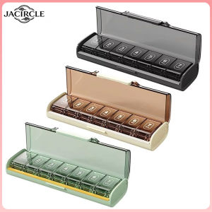 JACIRCLE Portable Pill Box 7 Day Medicine Organizer Waterproof BPA Free Travel Pocket Weekly Case