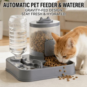 MADEWITH Automatic Pet Food Dispenser Large Capacity 2-in-1 Automatic Pet Feeder Anti-Choking Design Anti-Slip Slow Cat Dog Bowl Pet Accessories