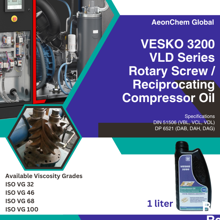 Compressor Oil (Screw/Rotary/Reciprocating) ISO VG 32, 46, 68, & 100