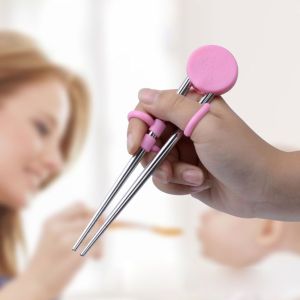 QVPYP Tableware Utensils Action Cartoon Child Products Enlightenment Children Baby Stainless Steel for Kids Learning Training Chopstick