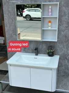 combo tủ gương led và lavabo rửa mặt và tủ nhôm cao cấp độ bền cao và lavabo rửa mặt âm TỦ NHÔM 16 60cm hàng nhôm đặc