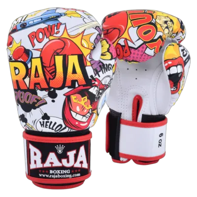 นวมมวยไทยลาย นวมลายแฟนซี นวมชกมวย สกรีนพิเศษ สวยๆ ลายPOP RAJA BOXING Fancy Gloves Muay Thai