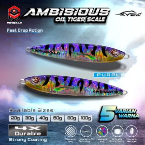 Unpan MONGKALO AMBISIOUS Hologram Minyak Tiger 20 Gram Umpan Jig Pancing Laut 20g Ultralight Killer Micro Jigr 20 gr 20grUmpan Jigging 20grm Umpan Mancing Laut 20gram Murah Metaljig Mikrojig