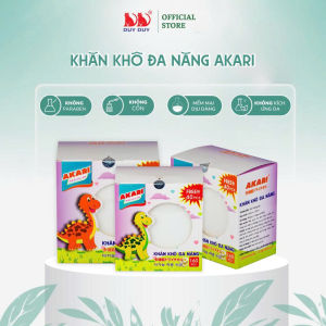 Khăn khô đa năng Akari vải sợi tự nhiên 160pcs + free 40 pcs 13.5x20cm dạng rút thấm hút vượt trội