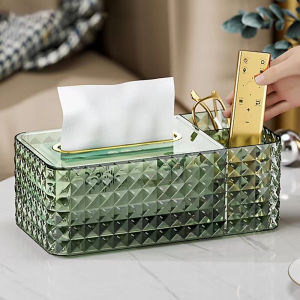 กล่องทิชชู่ อันหรูหรา กล่องใส่กระดาษทิชชู่ พร้อมช่องใส่ของ กล่องทิชชู่ตั้งโต๊ะ สวย หรู ดูดีมากๆ