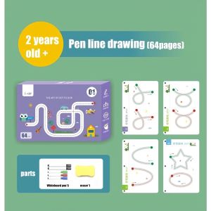 64 Pages Baby Tracing Workbook For Kids Training Coloring Book Erasable Writing Materials For Kid Educational