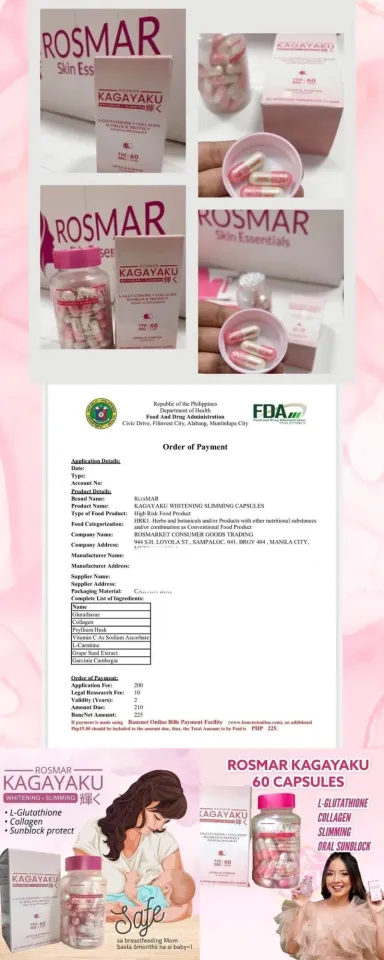 NEW ARRIVAL Kagayaku Capsule Whitening - Slimming Capsule With Glutathione  Collagen Oral Sunblock And Slimming FDA Approved Safe For Lactating Moms  Food Supplement Capsule - Lazada | Lazada PH
